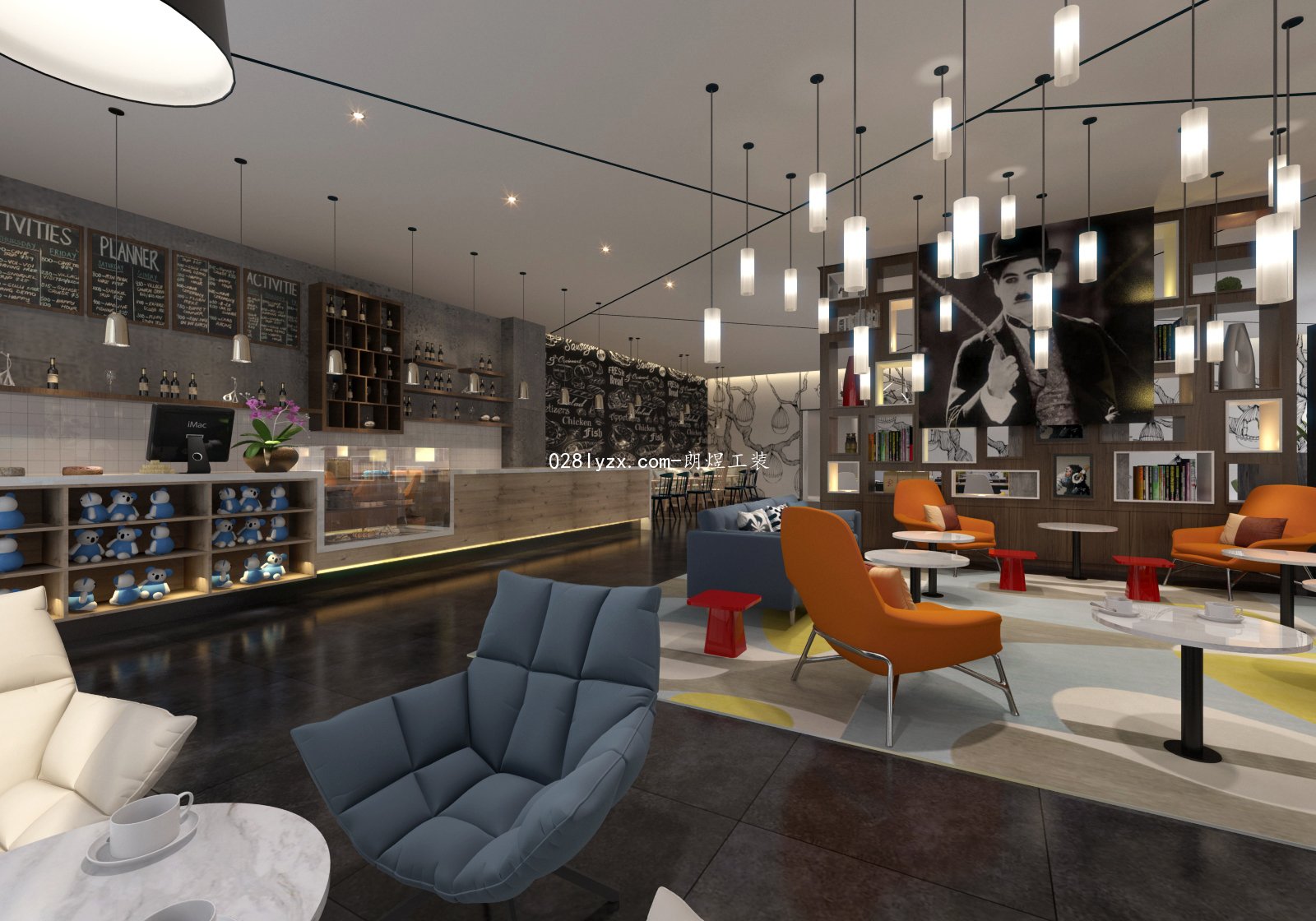 時(shí)尚簡(jiǎn)約風(fēng)咖啡廳-成都店鋪裝修公司