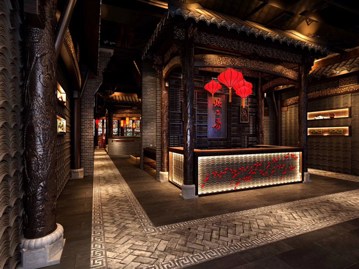 中式風(fēng)格火鍋店裝修設(shè)計效果圖分享！【火鍋店裝修效果圖】