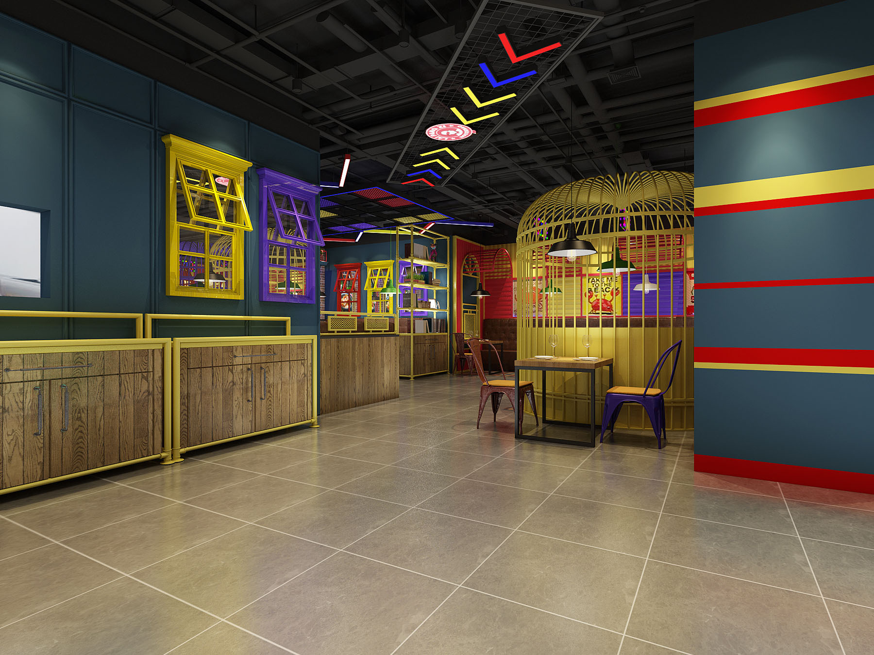 工業(yè)風格餐廳裝修設計效果圖