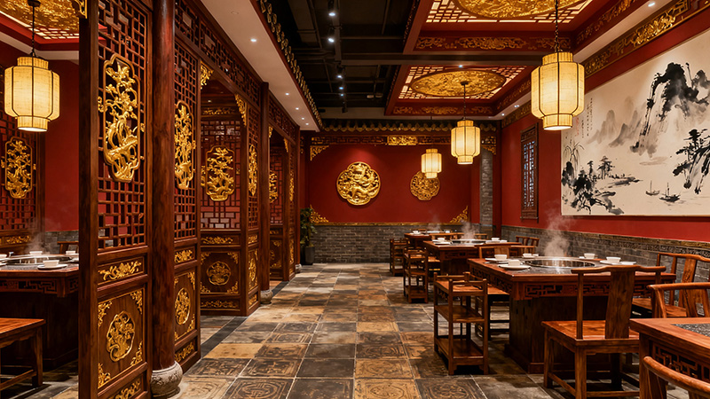 火鍋店裝修大氣效果圖錦集，打造差異化的風(fēng)格！